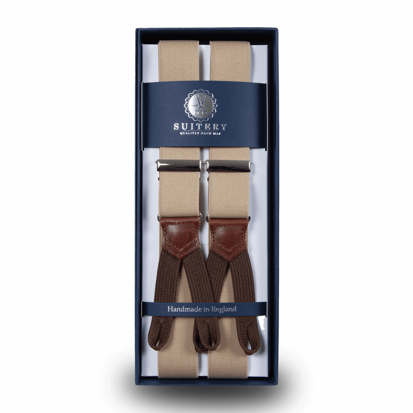 Geknöpfte Hosenträger schmal Sand