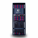 Geknöpfte Hosenträger Seide breit Stripes Navy Red