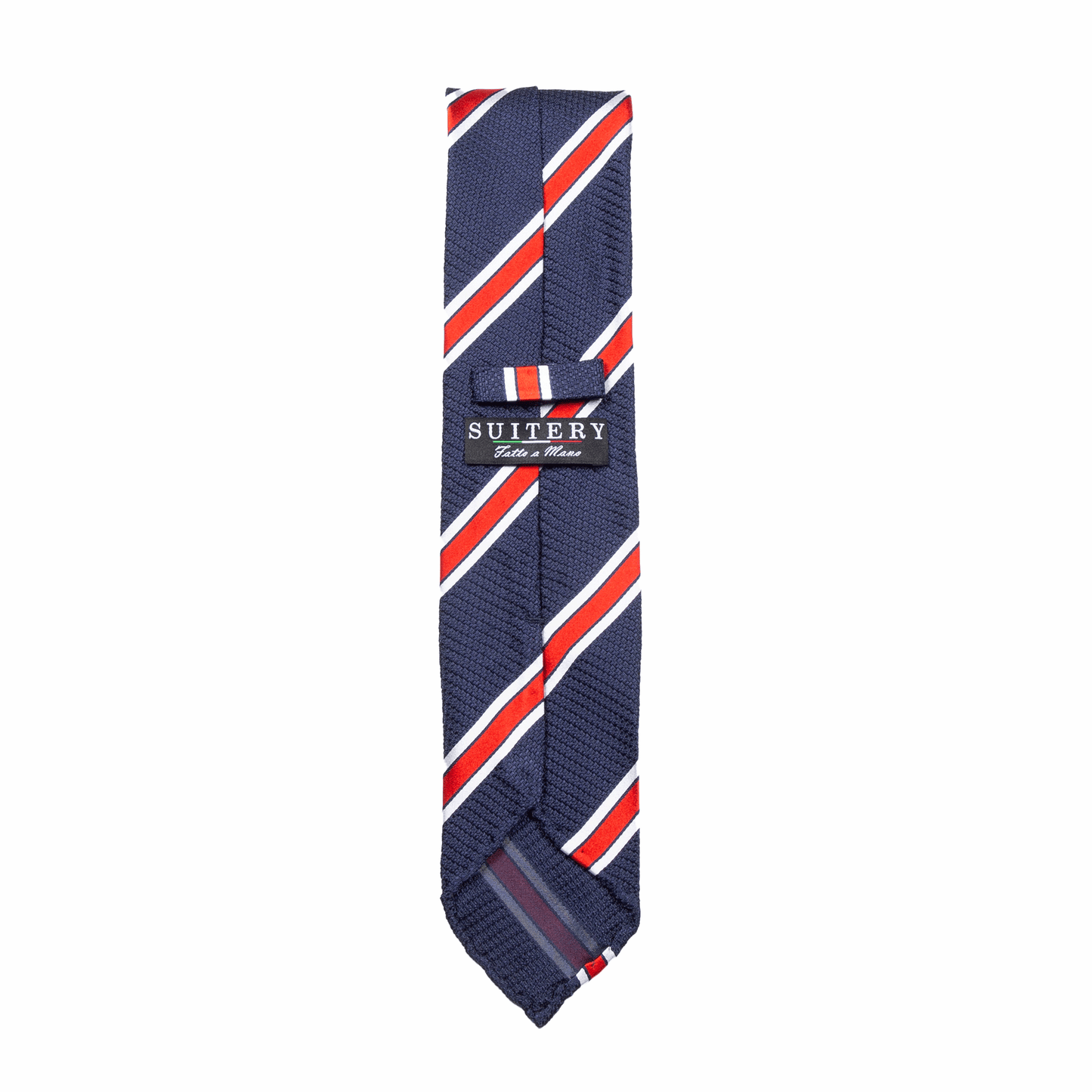 Krawatte Seide Stripes Handrolled Made in Italy Blue Red