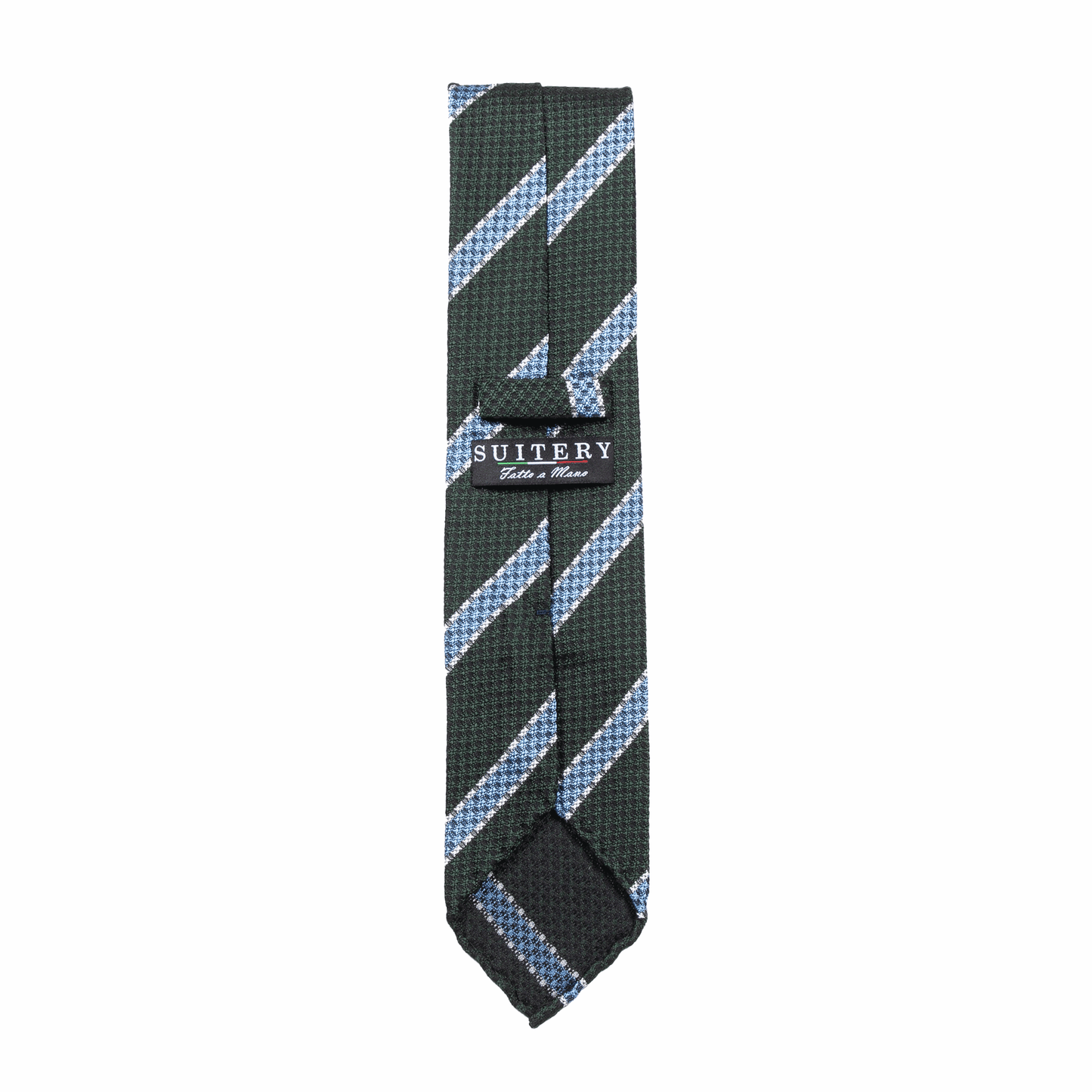 Krawatte Seide Stripes Handrolled Made in Italy Green Blue
