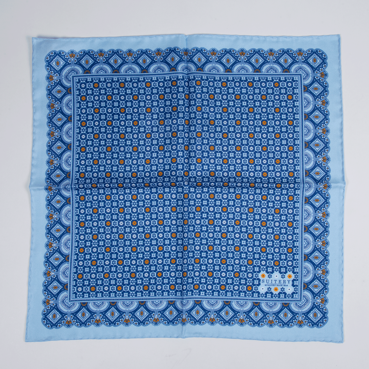 Einstecktuch Seide Stars Babyblue Made in England