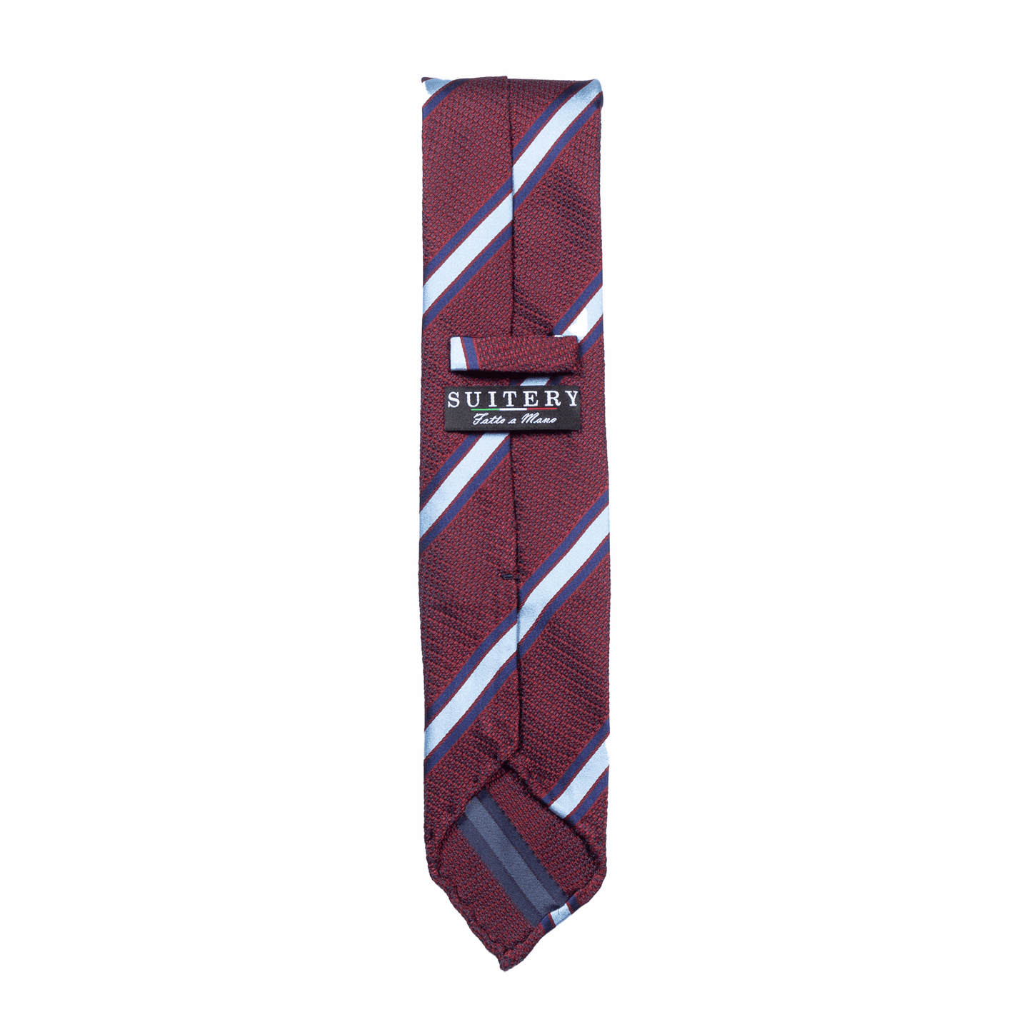 Krawatte Seide Stripes Handrolled Made in Italy Red Light Blue