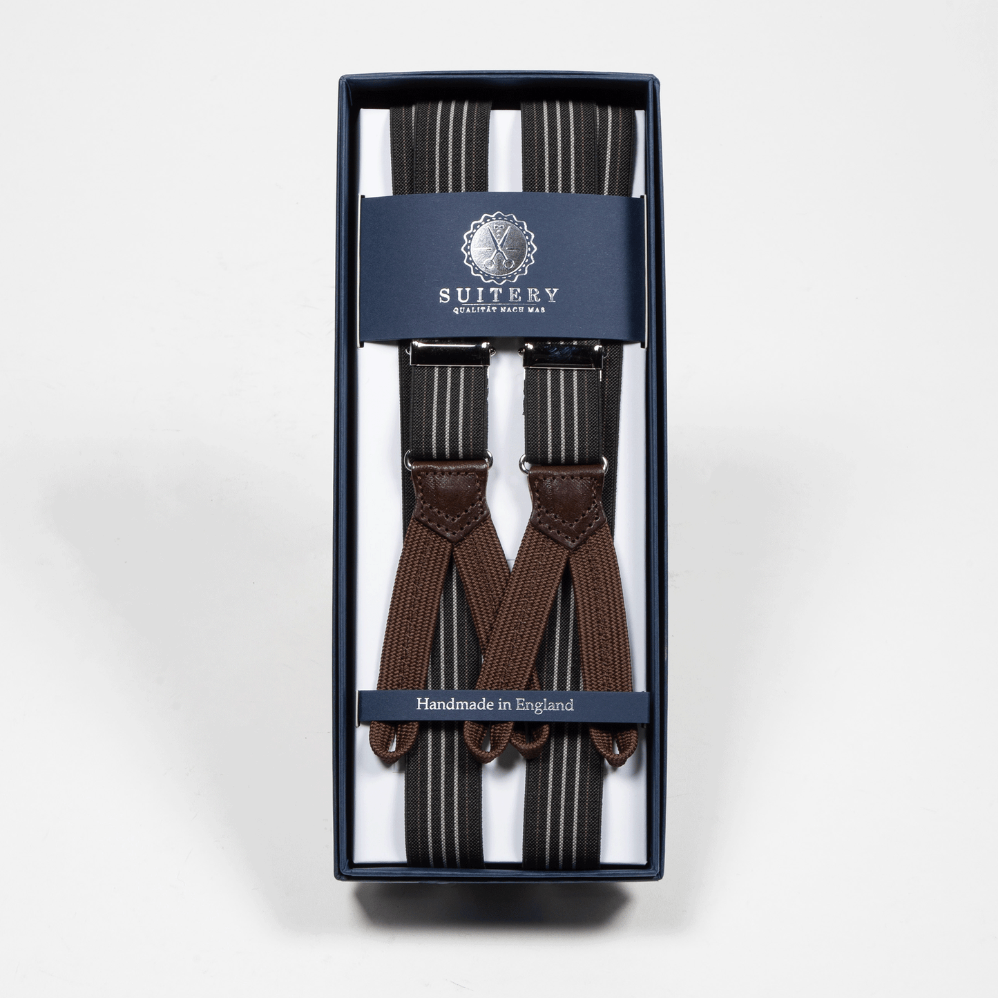 Geknöpfte Hosenträger schmal Vintage Dark Green