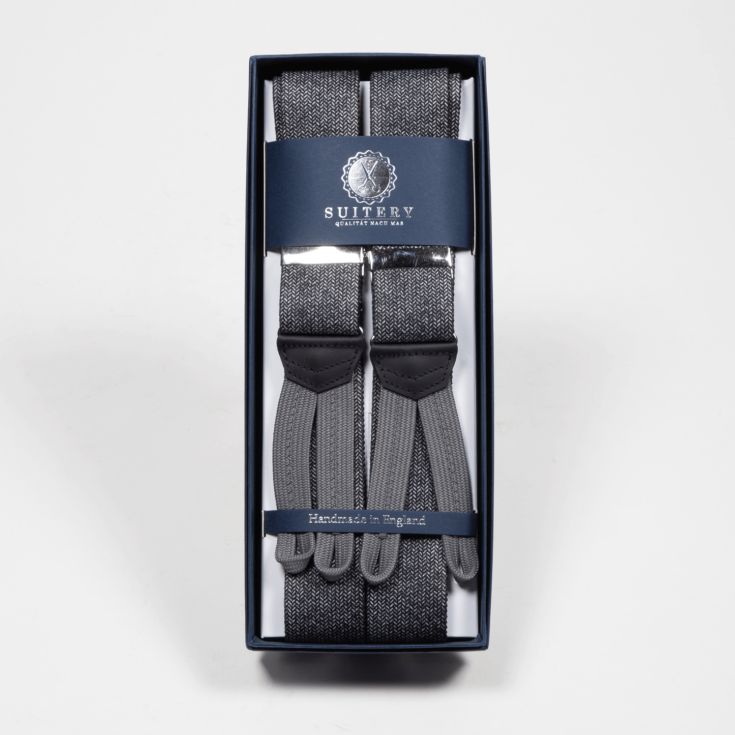 Geknöpfte Hosenträger Wolle breit Vintage Hoodstood Grey