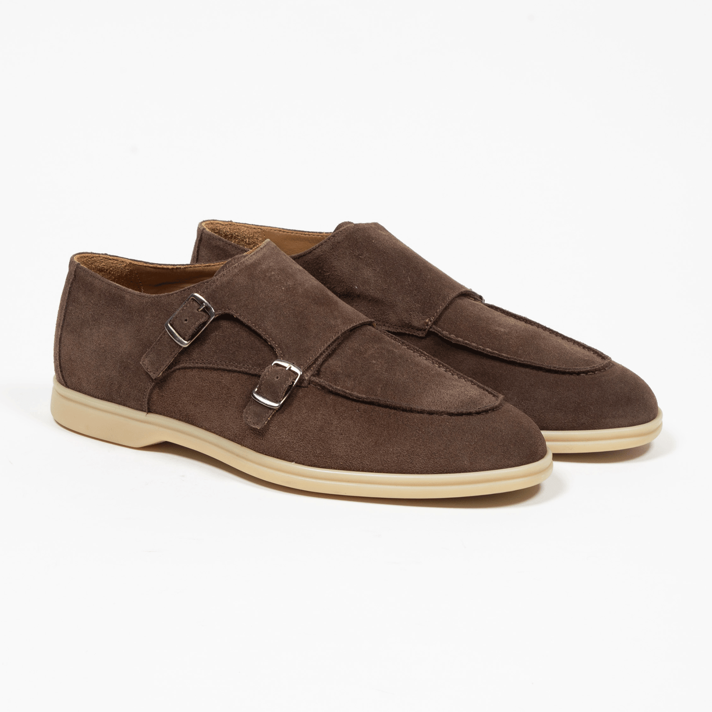 Double Monk Velours Leder Café