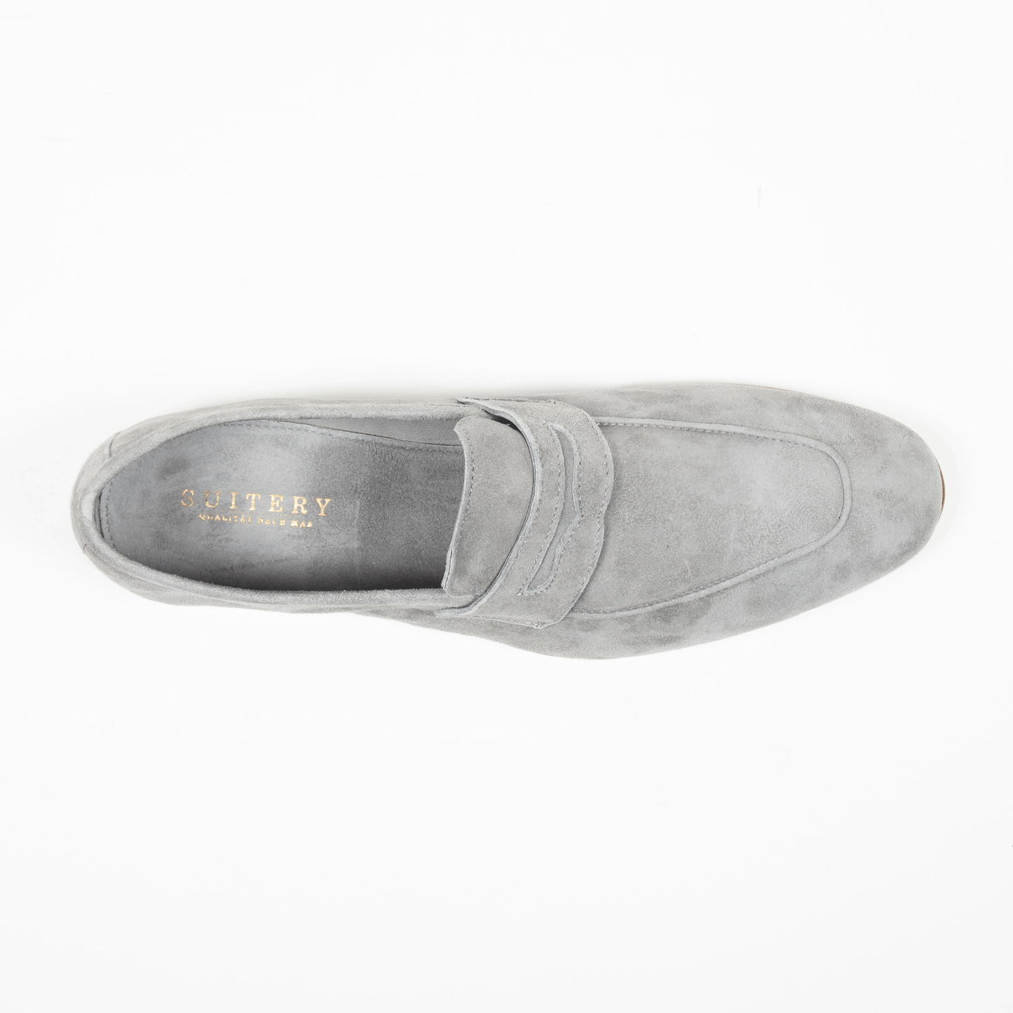 Penny Loafer Velours Leder Valencia Light Grey - Schuhe