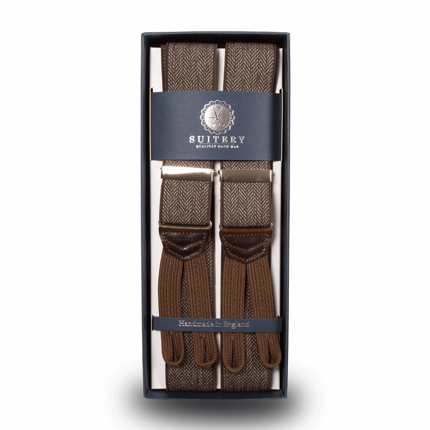 Geknöpfte Hosenträger Wolle breit Vintage Brown Hoodstood