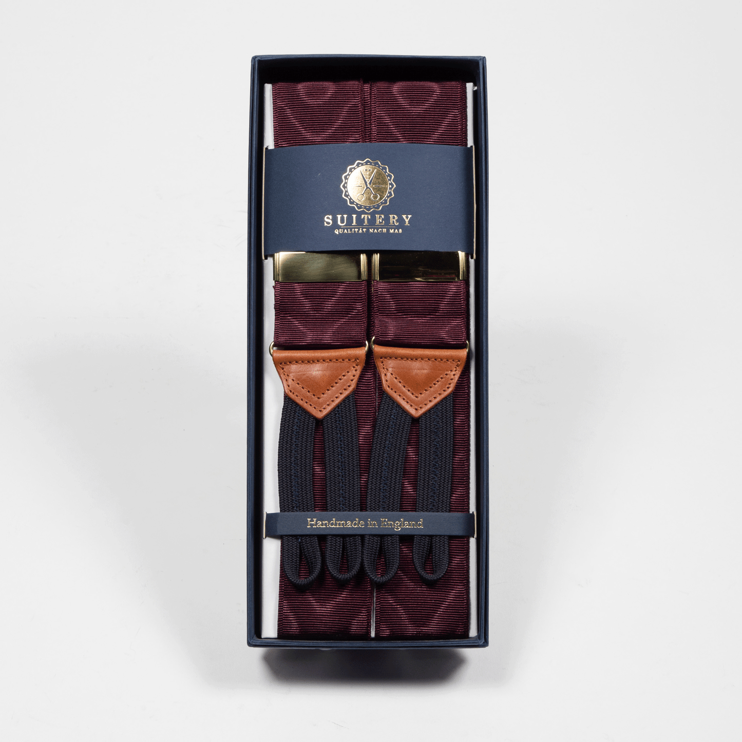 Geknöpfte Hosenträger breit Wine Red