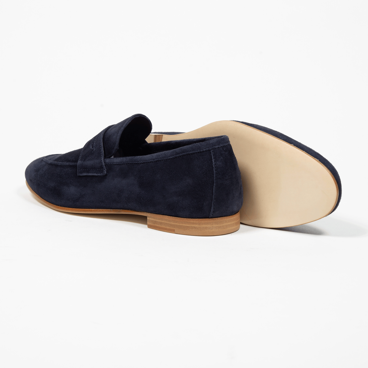 Penny Loafer Velours Leder Valencia Navy - Schuhe