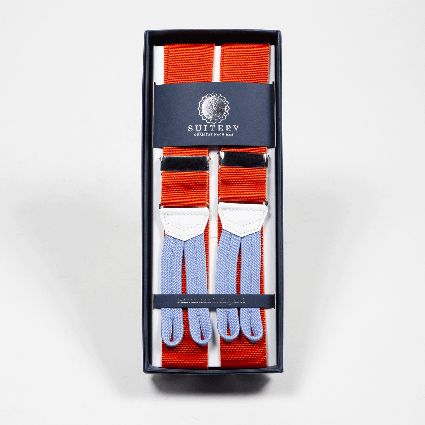 Geknöpfte Hosenträger breit Orange Blue