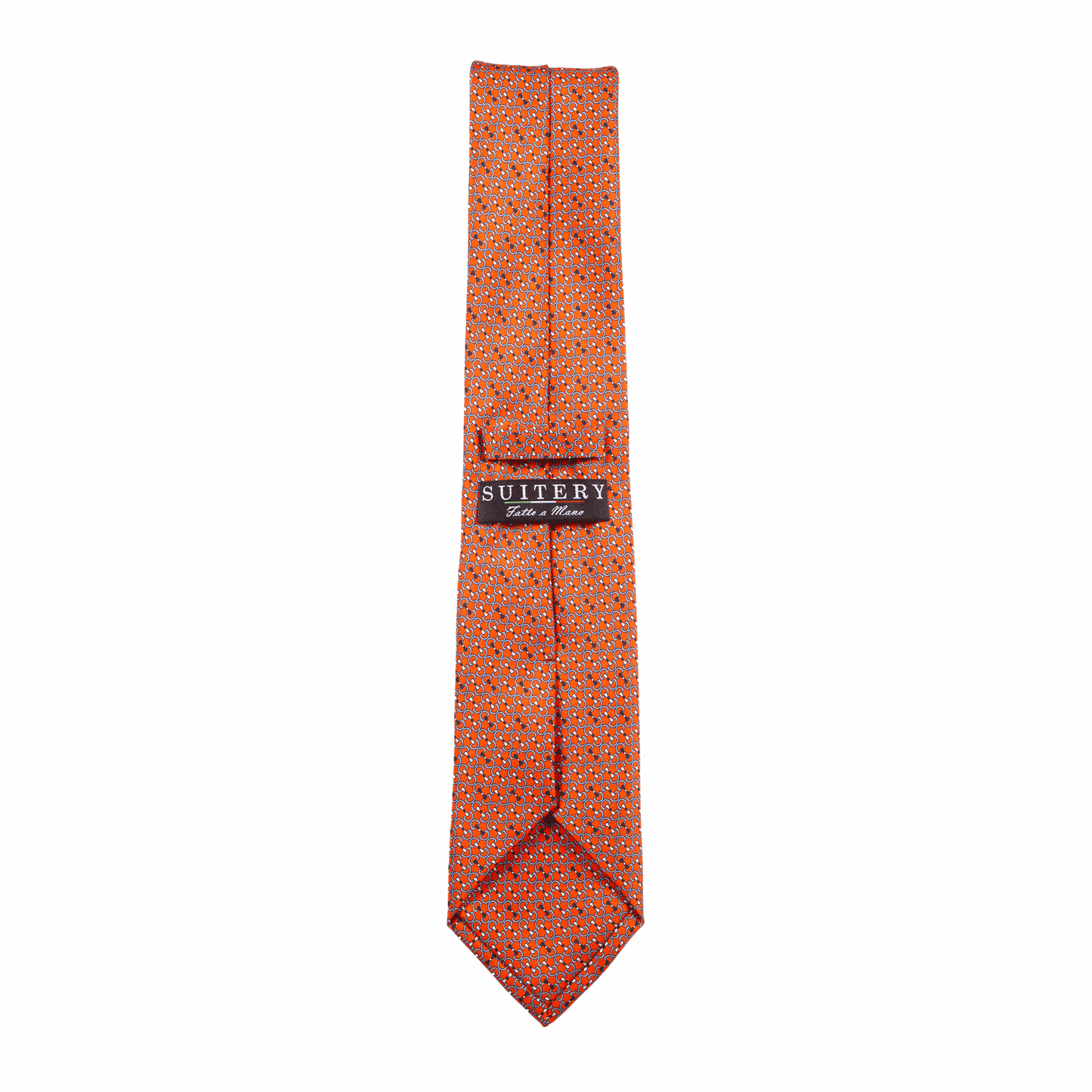 Krawatte Seide Print Chain Made in Italy Orange