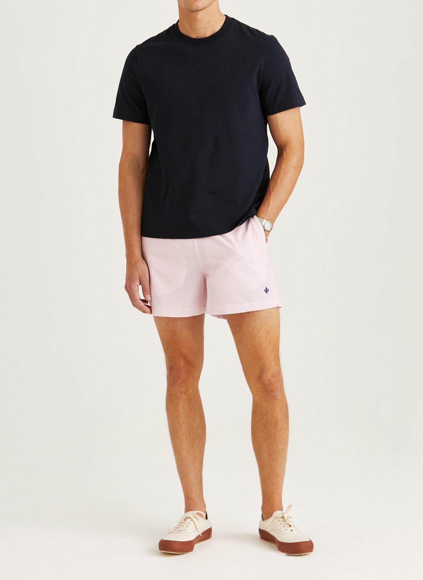 Morris Stockholm Badehose Seersucker Rosé gestreift