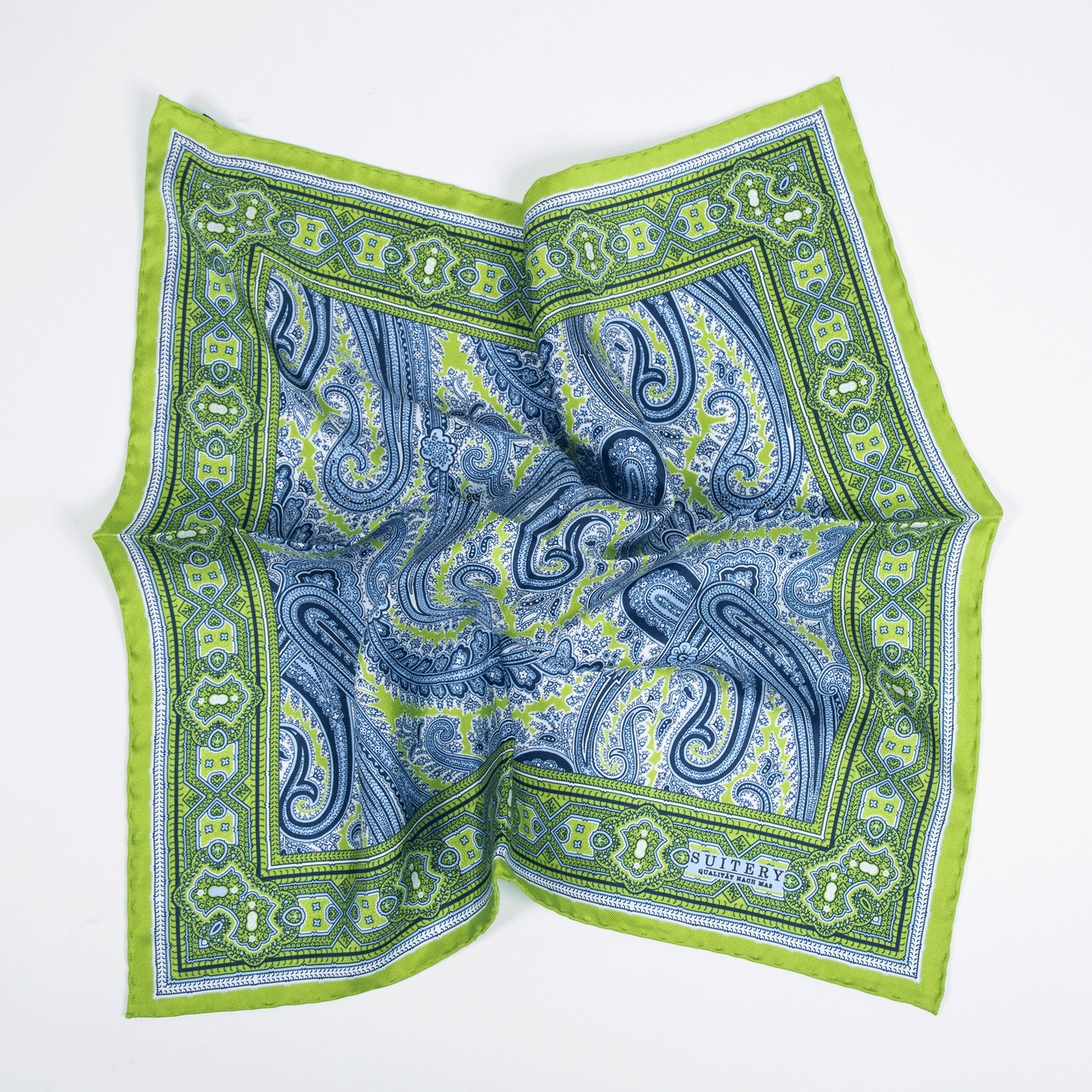 Einstecktuch Seide Paisley Lime Pie Made in England