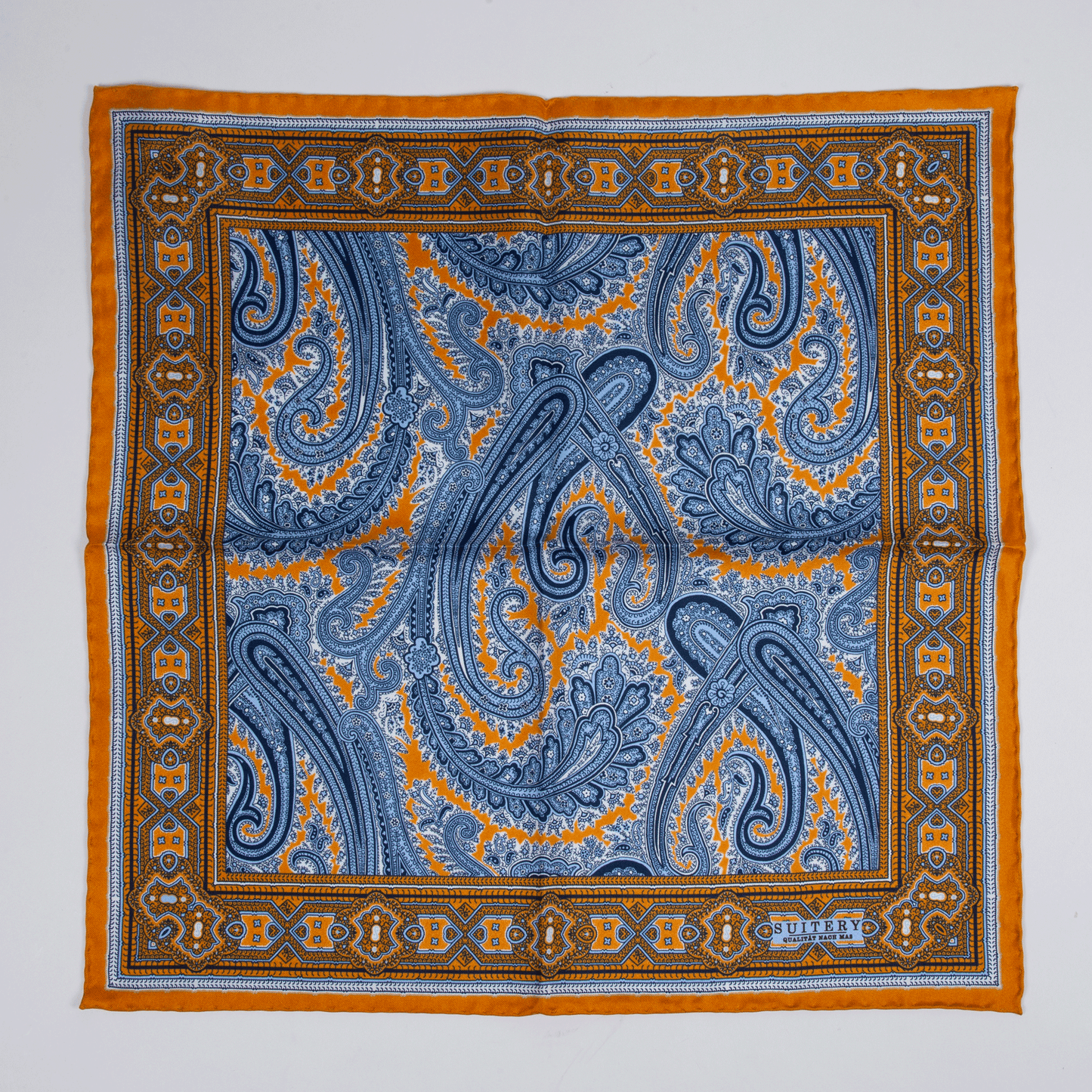 Einstecktuch Seide Paisley Orange Made in England