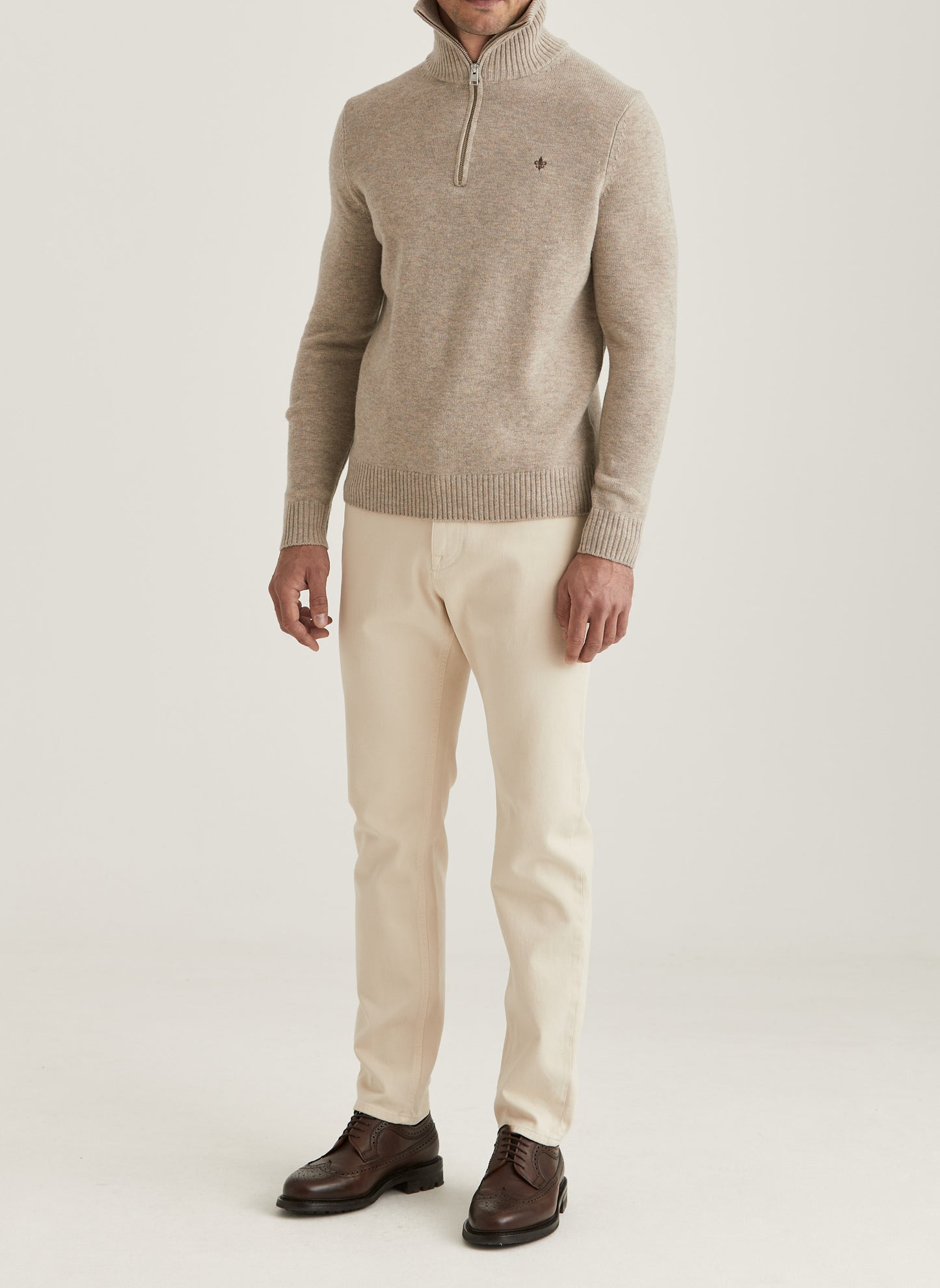 Half Zip doppeltes Garn Hertford Sand