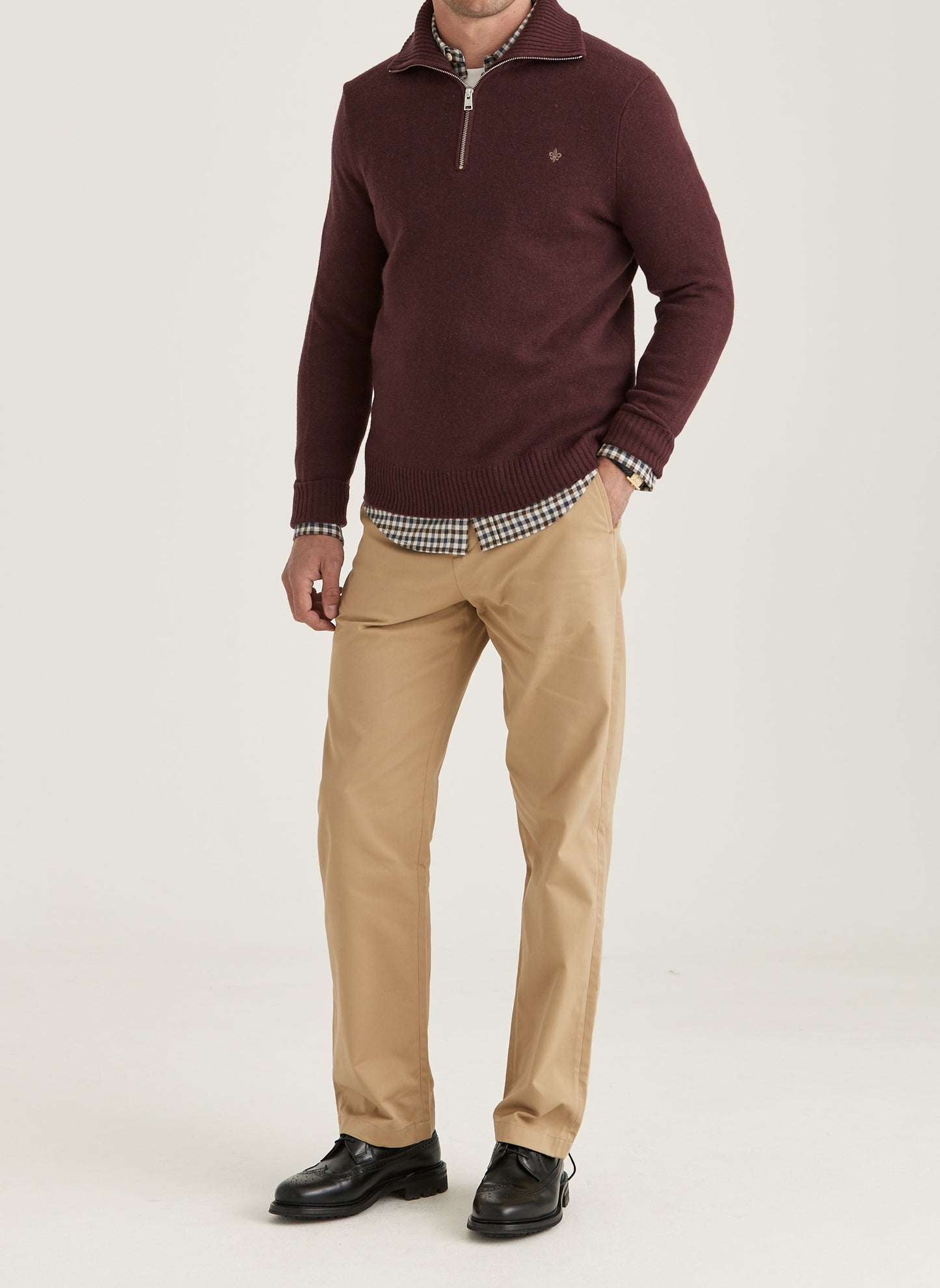 Half Zip doppeltes Garn Hertford Bordeaux