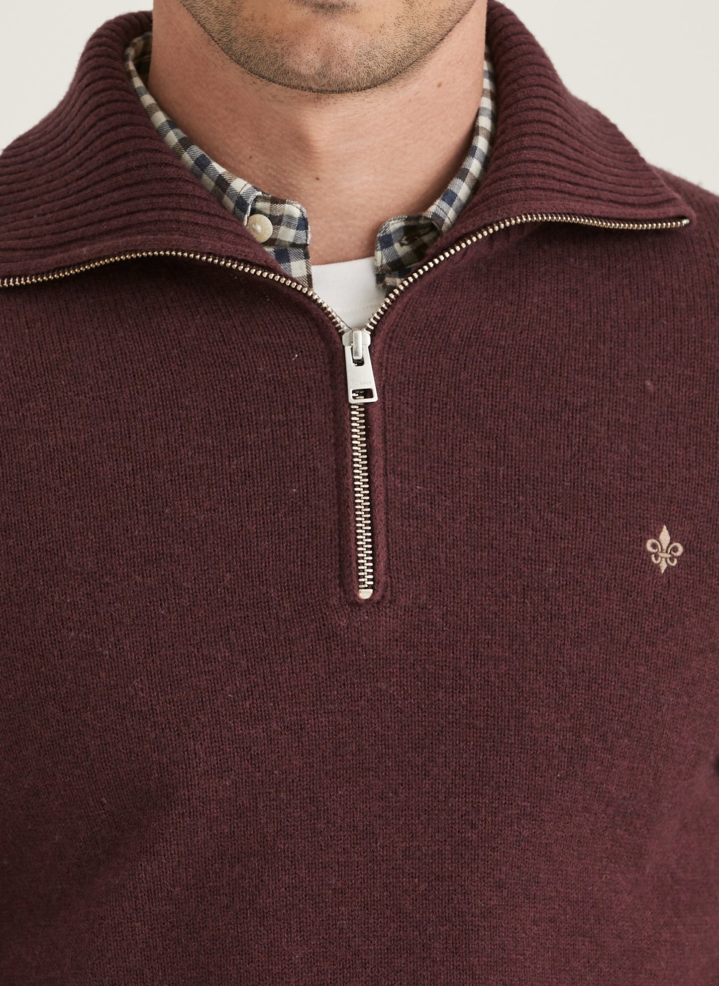 Half Zip doppeltes Garn Hertford Bordeaux