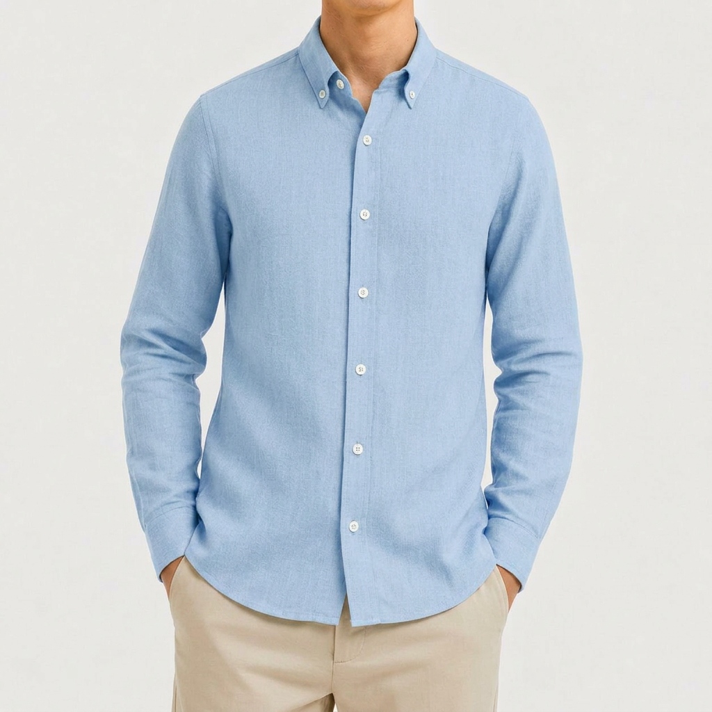 Leinenhemd Hellblau Cordone Button Down