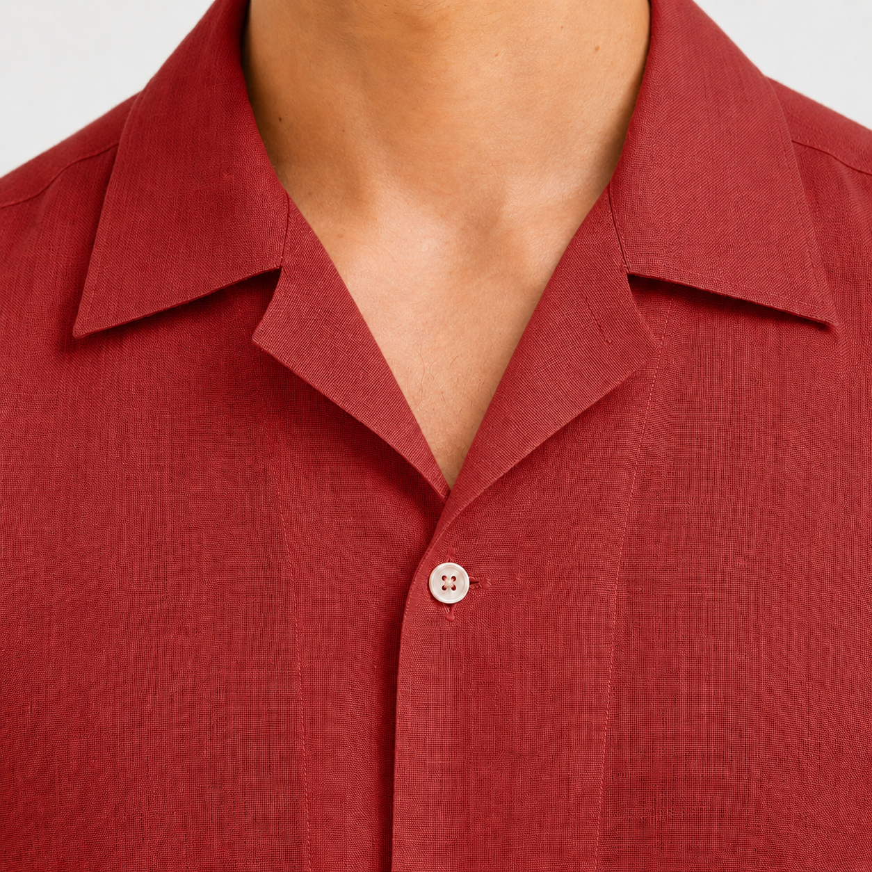 Cordone Hemd Kurzarm Leinen Rot