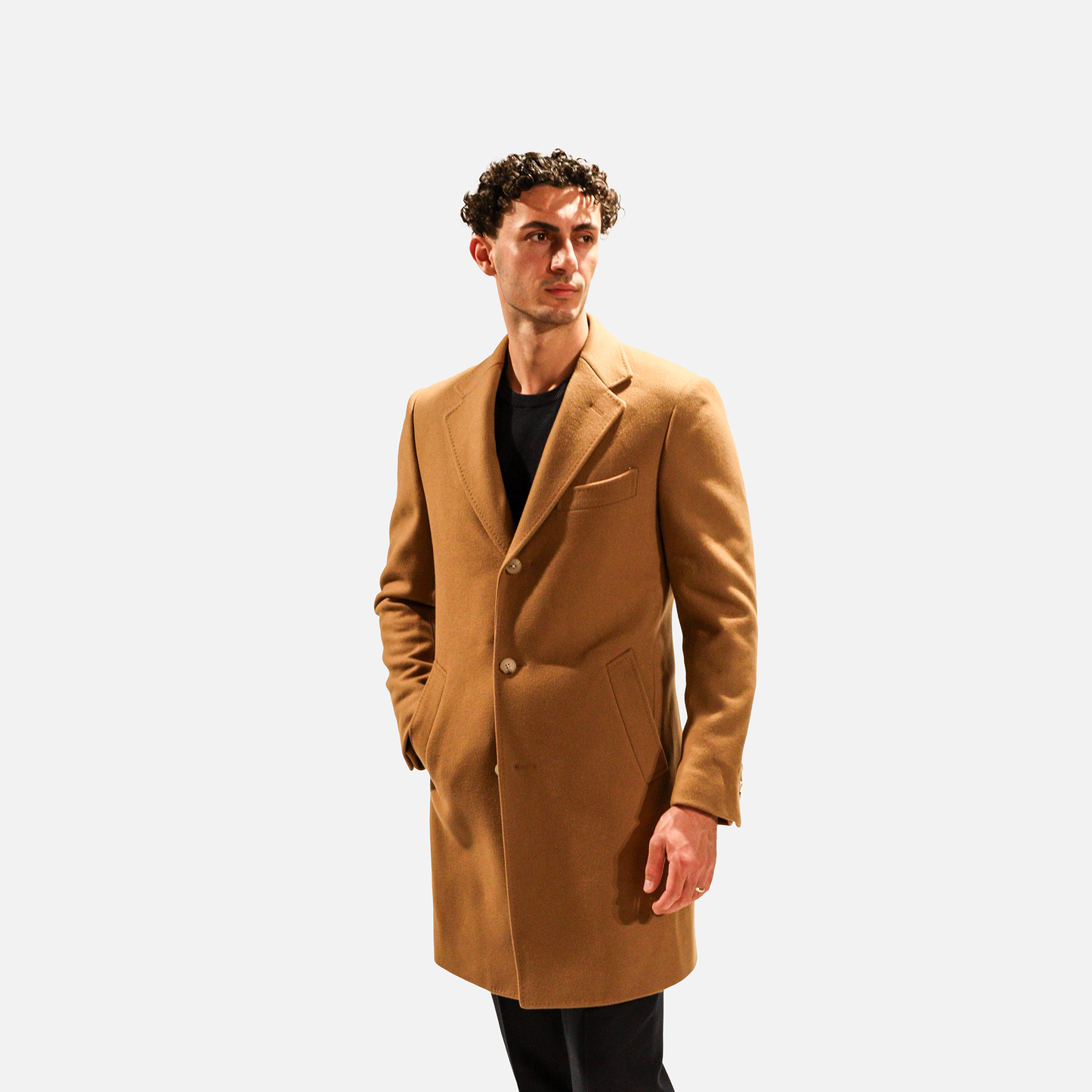 Wollmantel Beige Einreihig