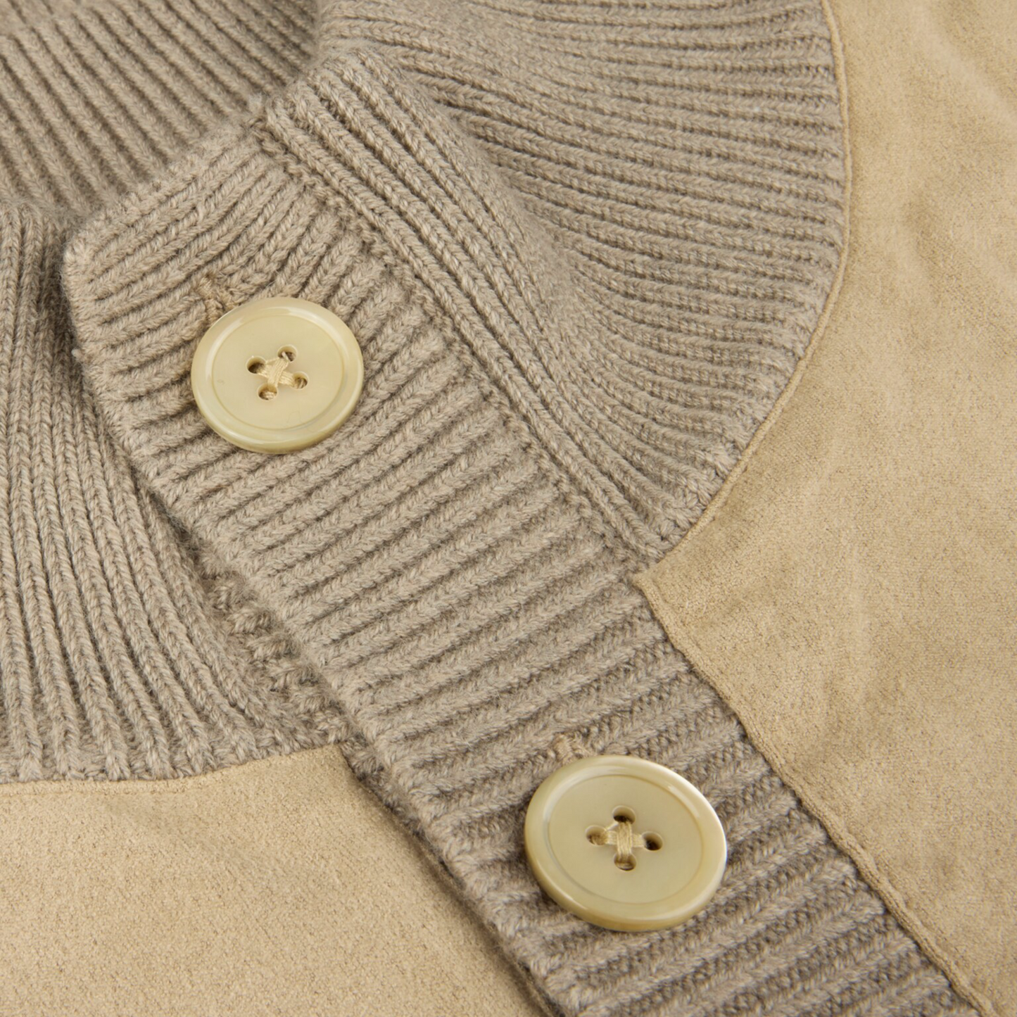 Jacket Beige Knitted Hybrid Buttoned Alcantara