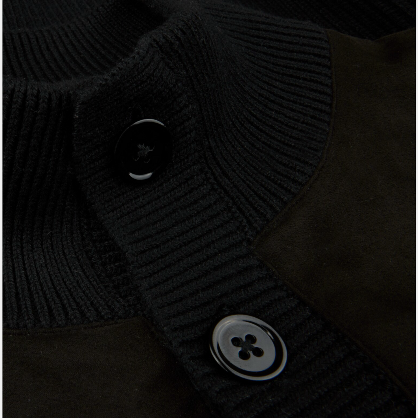 Jacket Schwarz Knitted Hybrid Buttoned Alcantara