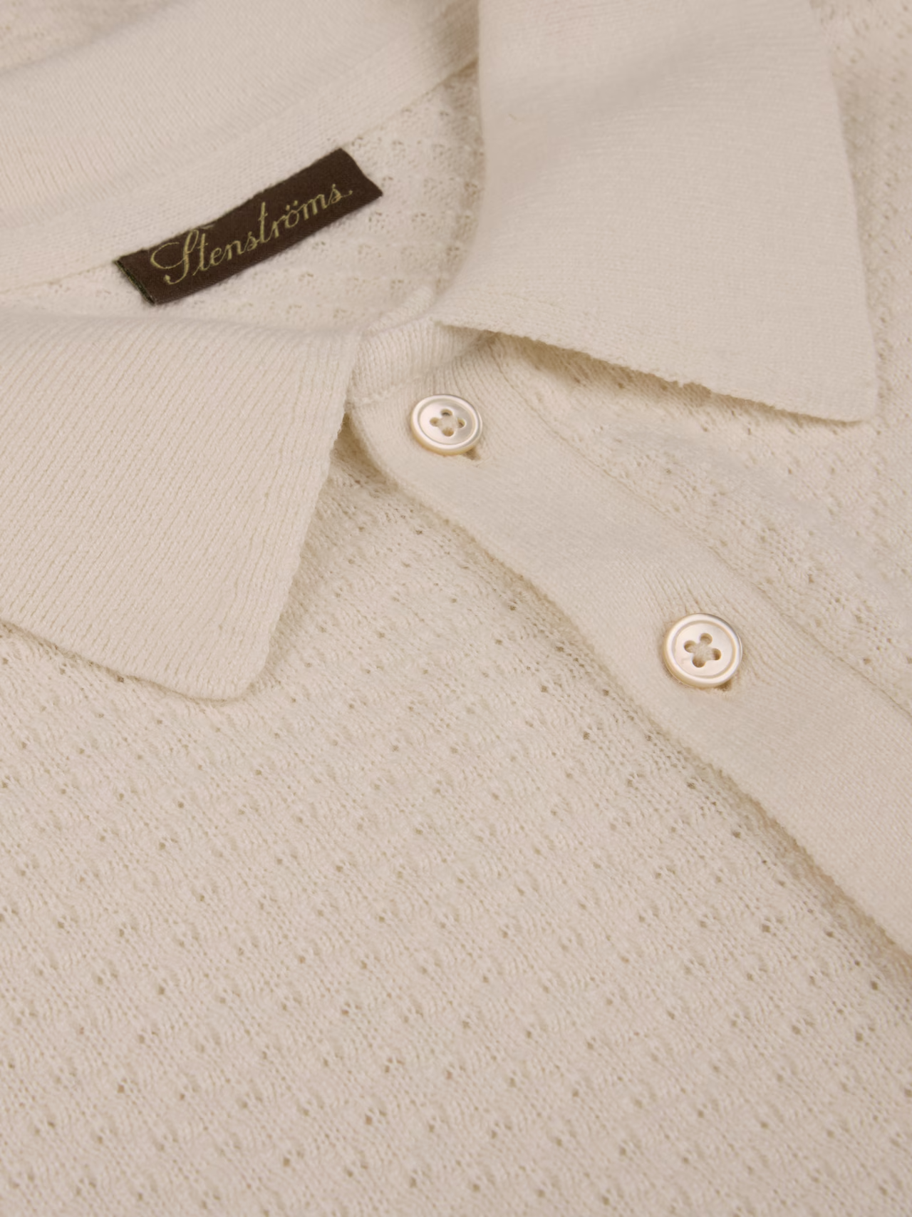 Stenströms Poloshirt Knitted Cotton Off White