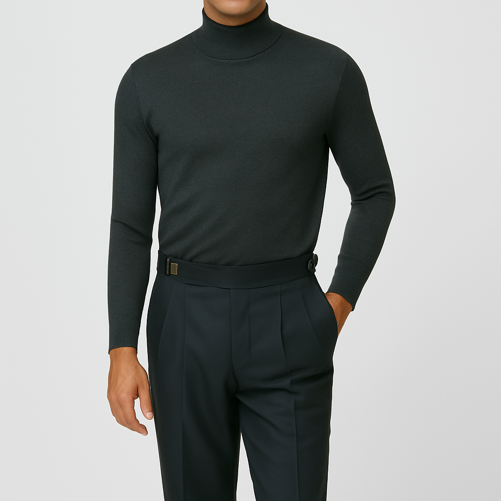 Rollkragen Anthrazit reine Merinowolle Made in Italy