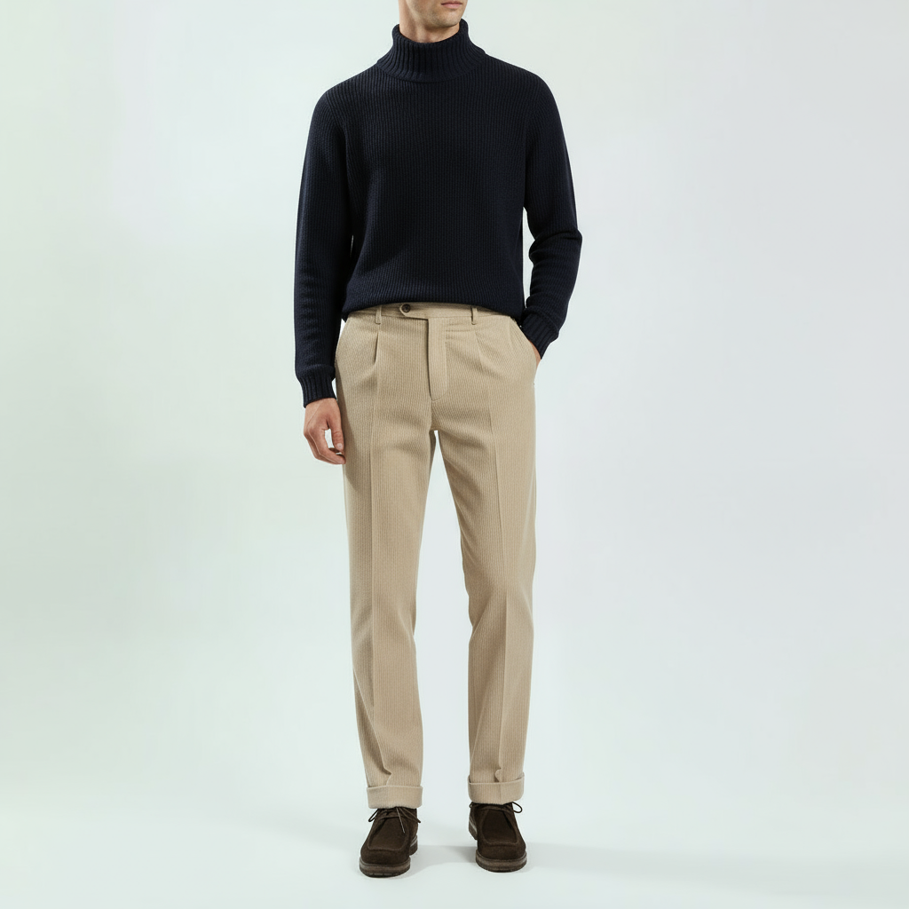 Rollkragen Navy Wolle Kaschmir Made in Italy