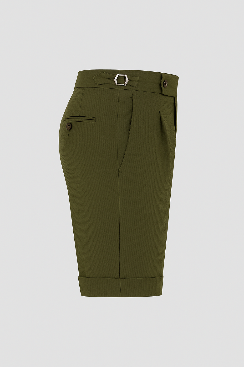 Seersucker Shorts Khaki Seitenspanner