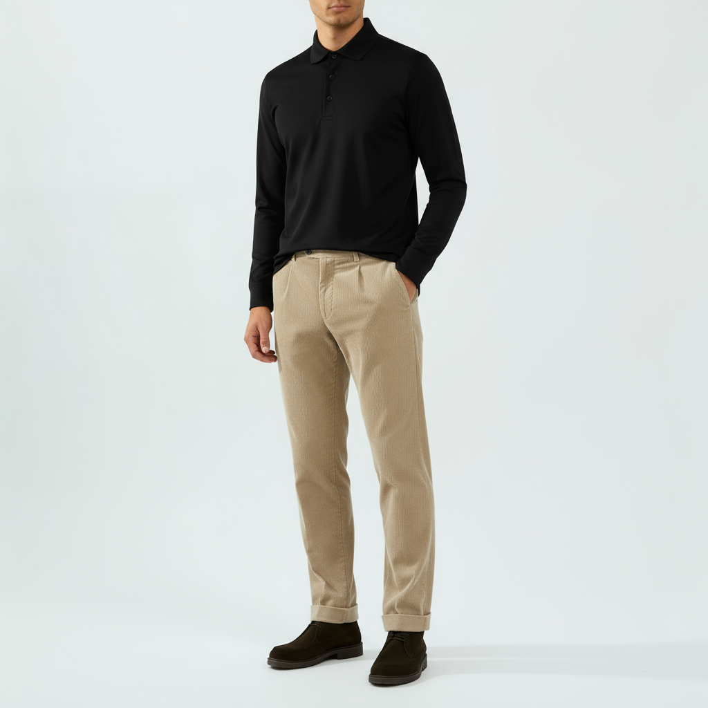 Signature Polo Longsleeve Schwarz