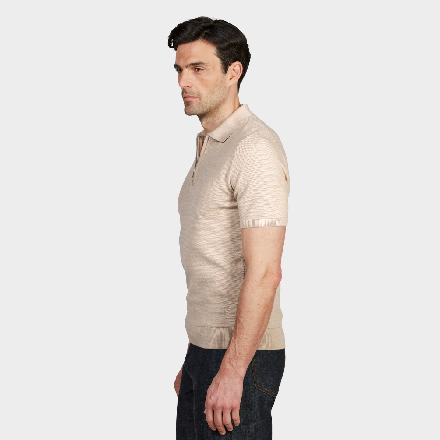 Polohemd Zip Beige
