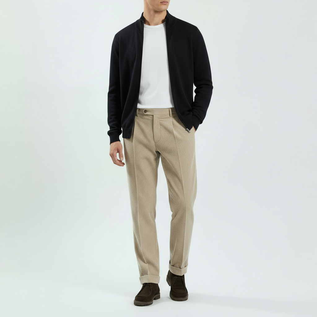 Strickjacke Navy reine Merinowolle Made in Italy