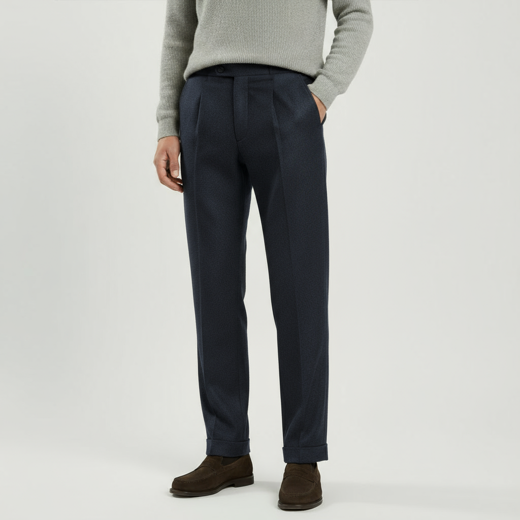 Wollhose Flanell Navy Satorial