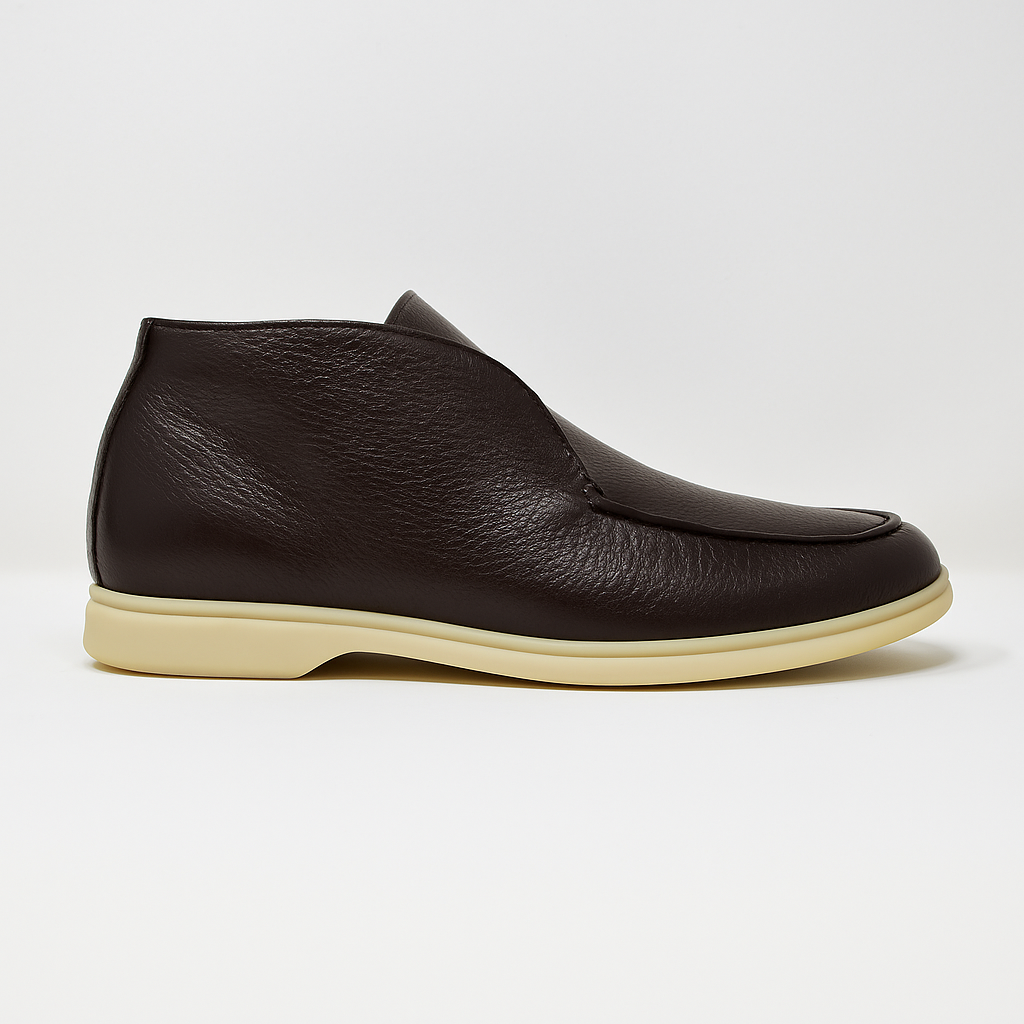 Yanko Hightop Loafer genarbtes Leder Dark Brown