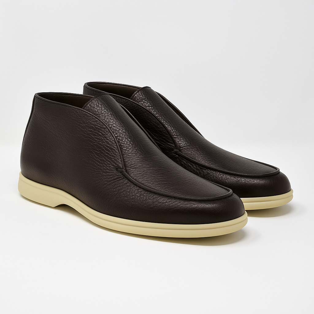 Yanko Hightop Loafer genarbtes Leder Dark Brown