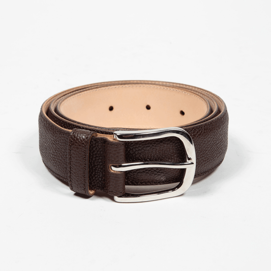 Kreis Ledermanufaktur Gürtel 35mm genarbtes Leder Braun