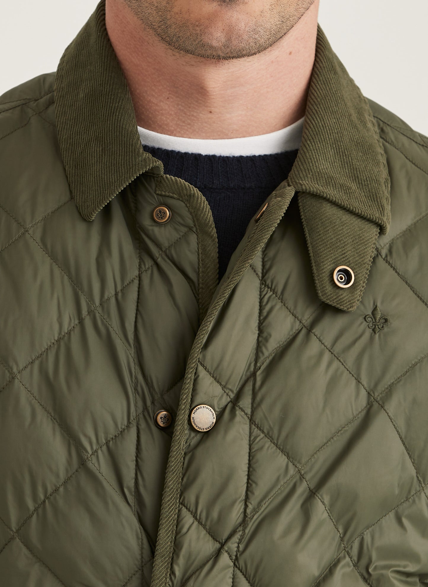 Morris Stockholm Townhill Jacke Cord Kragen Khaki
