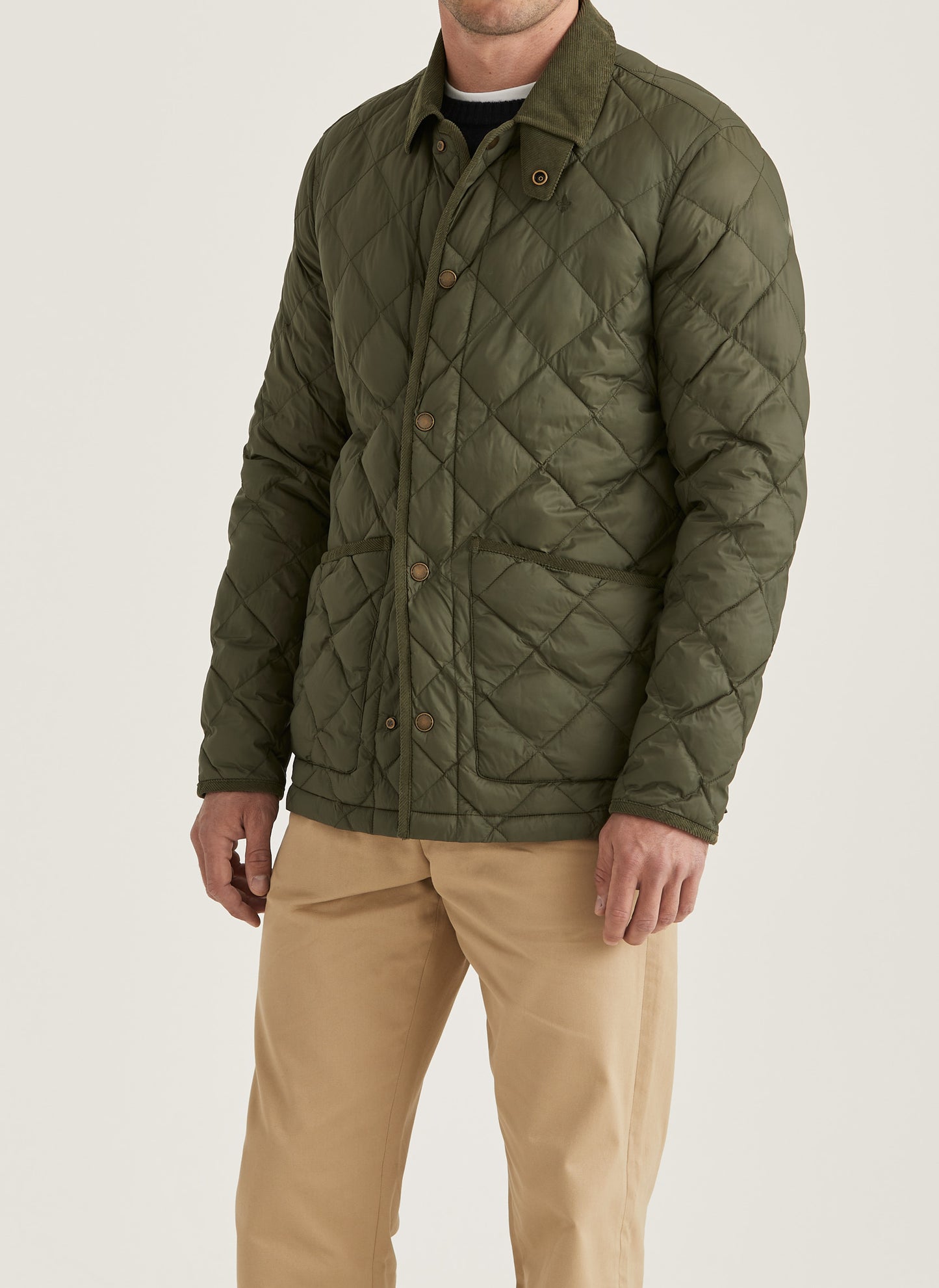 Morris Stockholm Townhill Jacke Cord Kragen Khaki