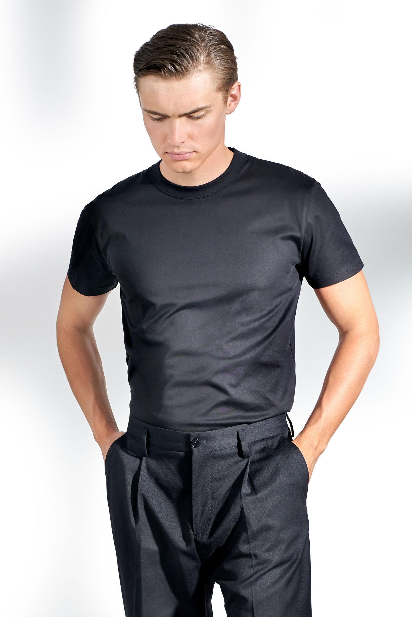 Crew Neck T-Shirt Bread & Boxers Pima Cotton Black