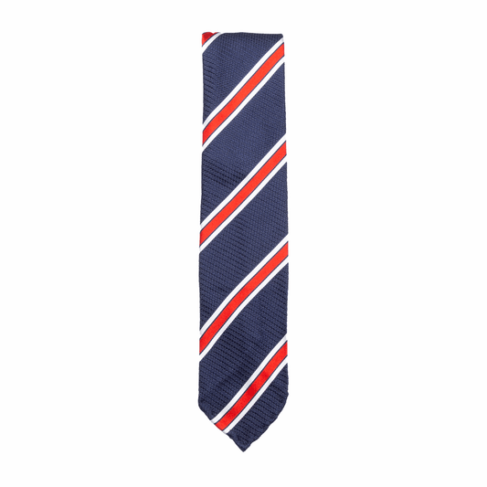 Krawatte Seide Stripes Handrolled Made in Italy Blue Red