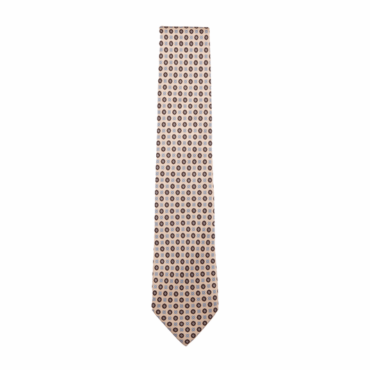 Krawatte Seide Print Floral Made in Italy Beige