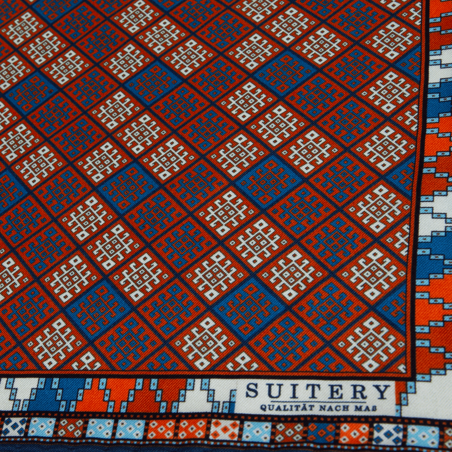 Einstecktuch Seide Mosaik Orange Made in England