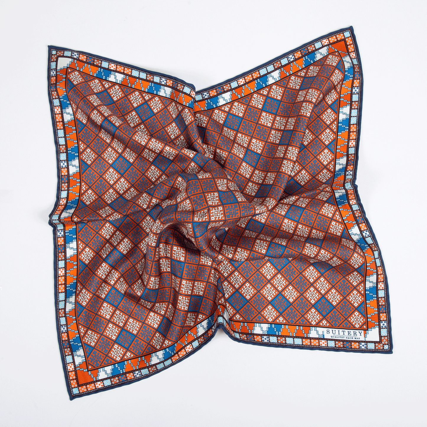 Einstecktuch Seide Mosaik Orange Made in England