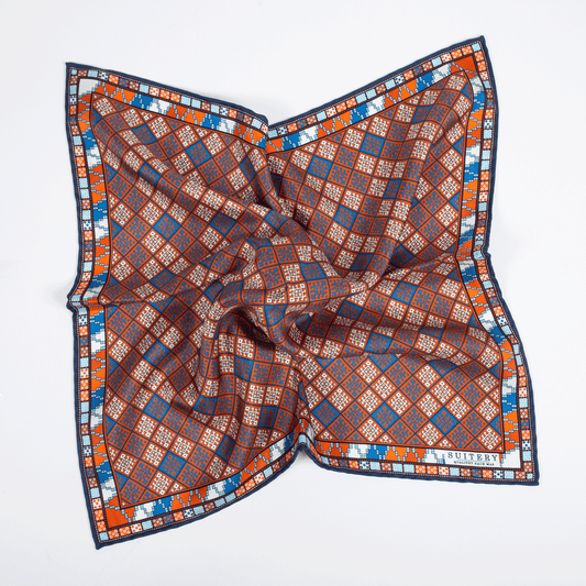Einstecktuch Seide Mosaik Orange Made in England