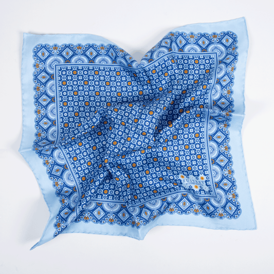 Einstecktuch Seide Stars Babyblue Made in England