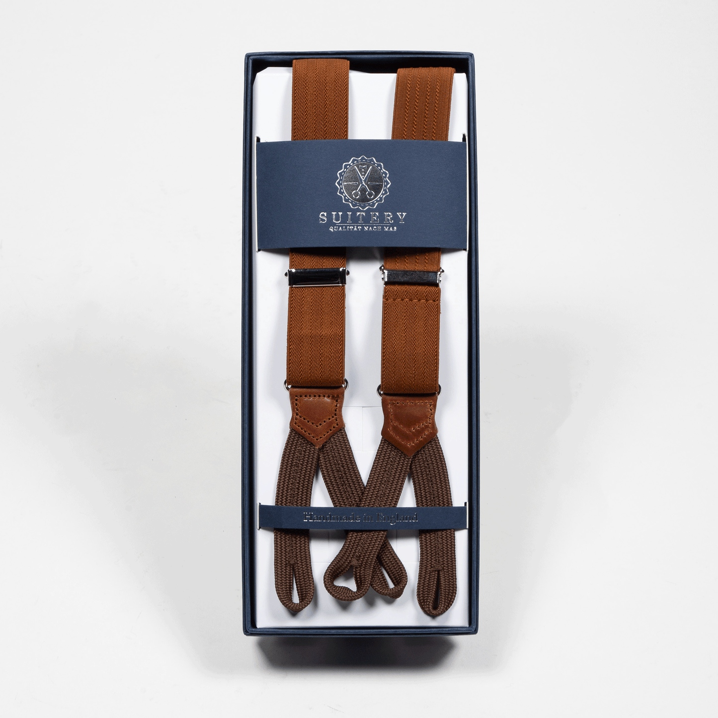 Geknöpfte Hosenträger schmal Vintage Brown