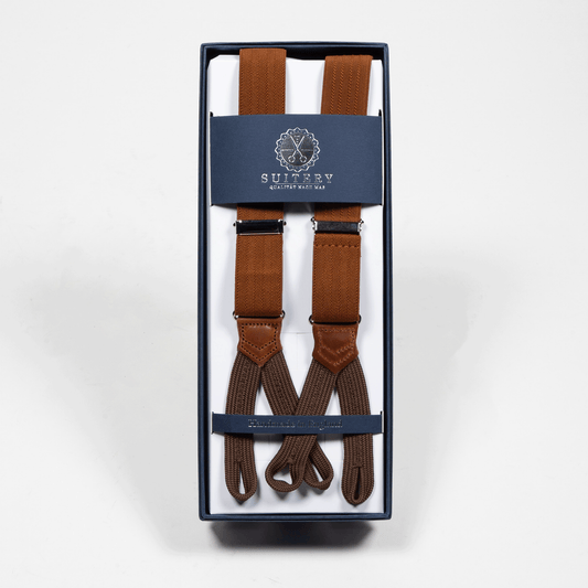 Geknöpfte Hosenträger schmal Vintage Brown