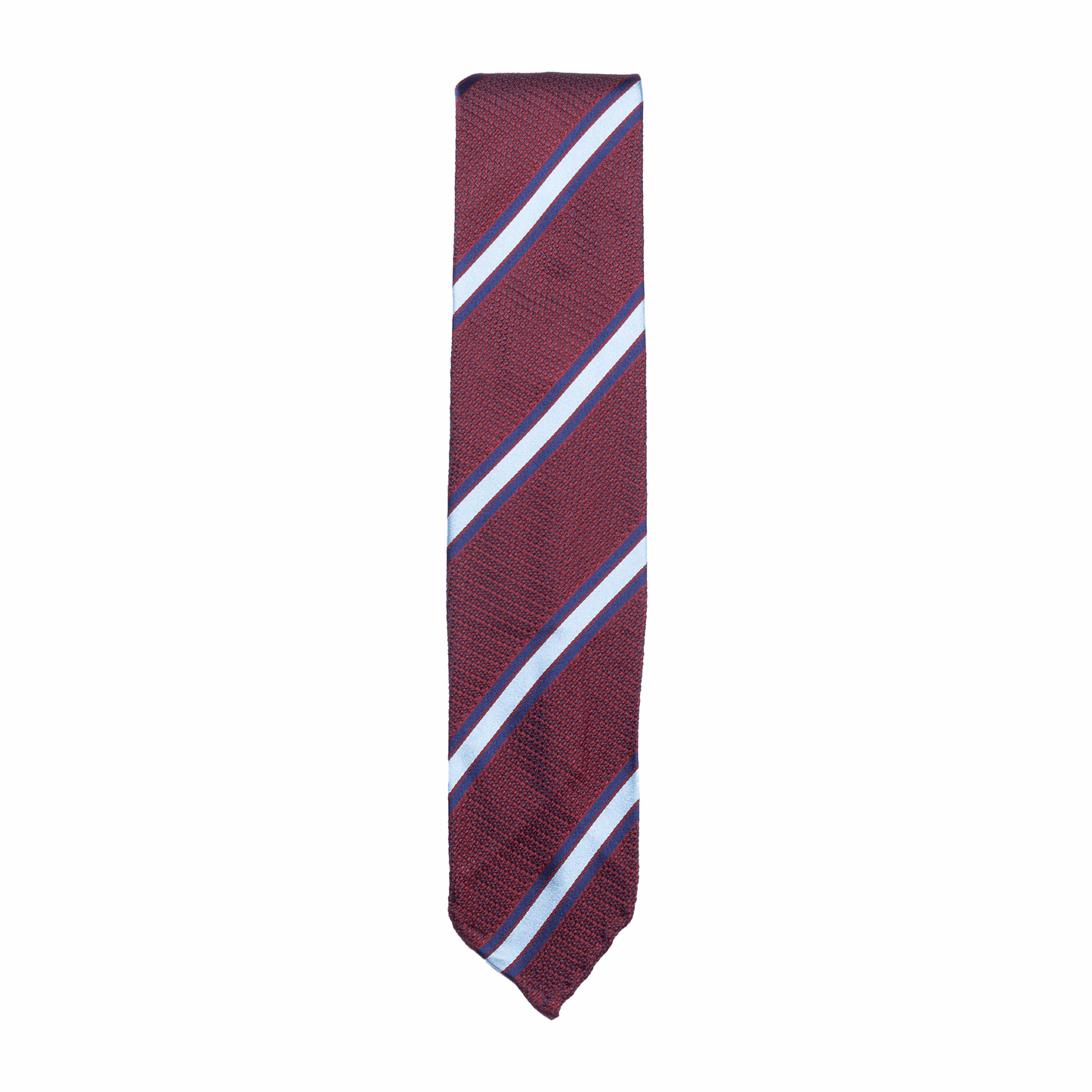 Krawatte Seide Stripes Handrolled Made in Italy Red Light Blue