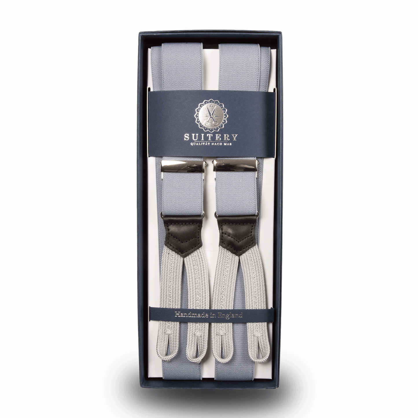 Geknöpfte Hosenträger schmal Light Grey